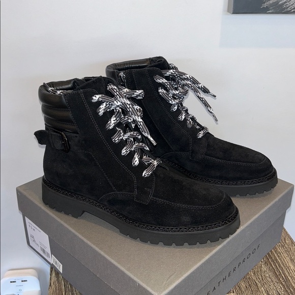 NEW Aquatalia Mayra Weatherproof Suede Leather Lace-Up & Zip Boot - Picture 3 of 16